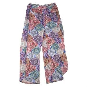 Loveu.Dear Women 1XL Mandala Wide Leg Palazzo Pants Multicolor‎ Boho High Rise